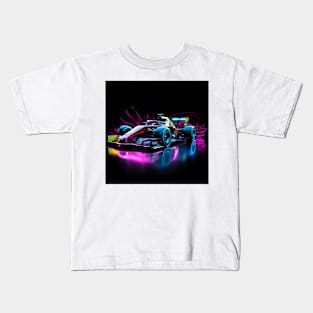 Race Car Neon Art Pink 2 Kids T-Shirt